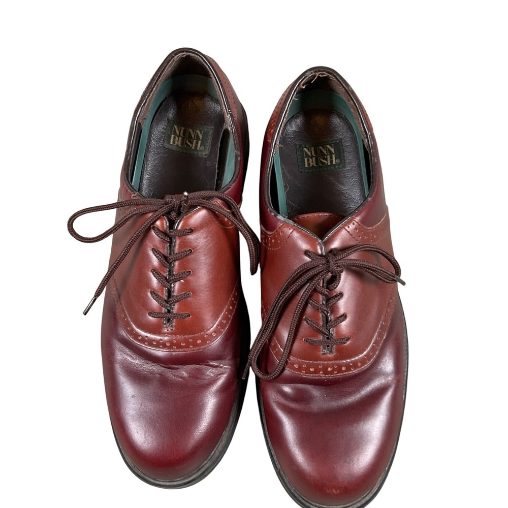 Nunn Bush Mens Burgundy Leather Lace Up Oxford Dress Shoes‎ Size 11M